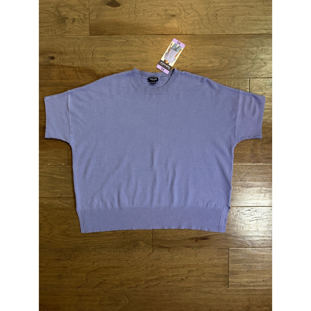 NWT Splendid Womens Periwinkle Blue Short Sleeve‎ Knit Top Drop Shoulder XS NWT